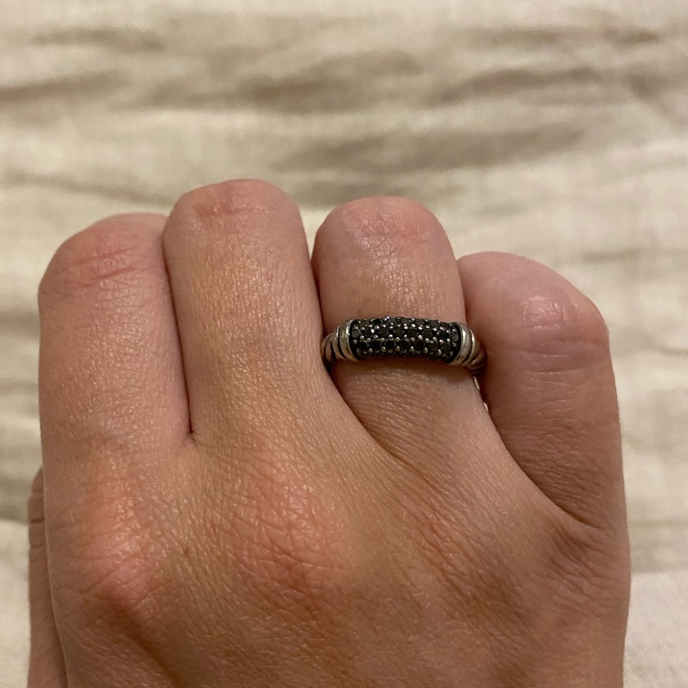 David Yurman Cable Band w/ Black Pave Diamonds